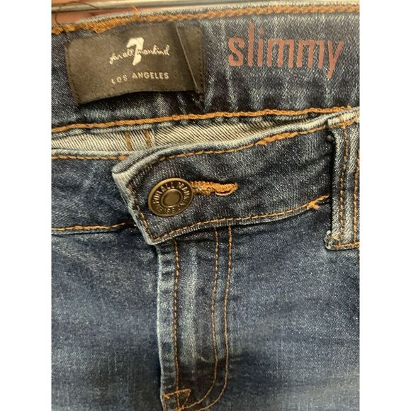 Women's Slimmy 7 For All Man Kind W28 X L27 Blue Jeans Junior 14 Skinny - Picture 3 of 9